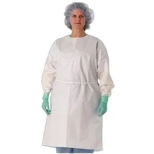 Isolation Gown, Poly-Coated with Cuff, Impervious, Full Back Style, Universal, White