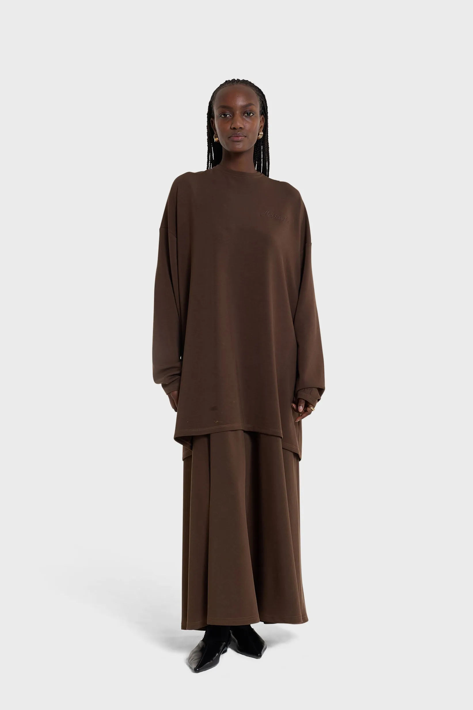 Jersey Modal Skirt | Deep Brown