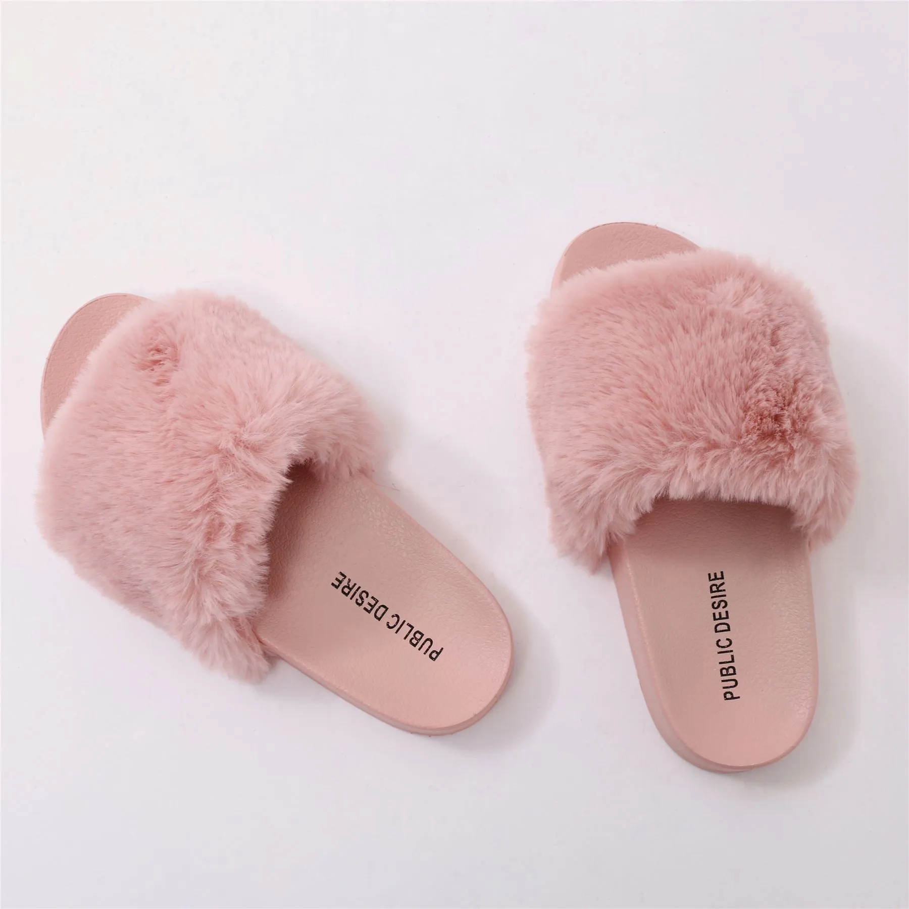 Kabuki Slider in Pink Faux Fur