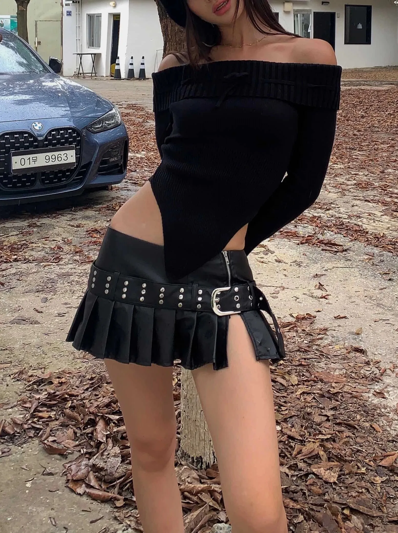 Kasie Leather Super Mini Skirt