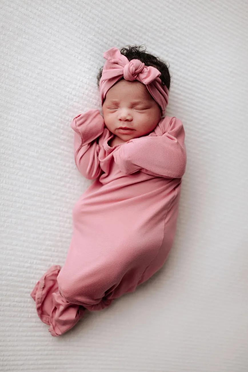 Knotted Newborn Gown (Rose)