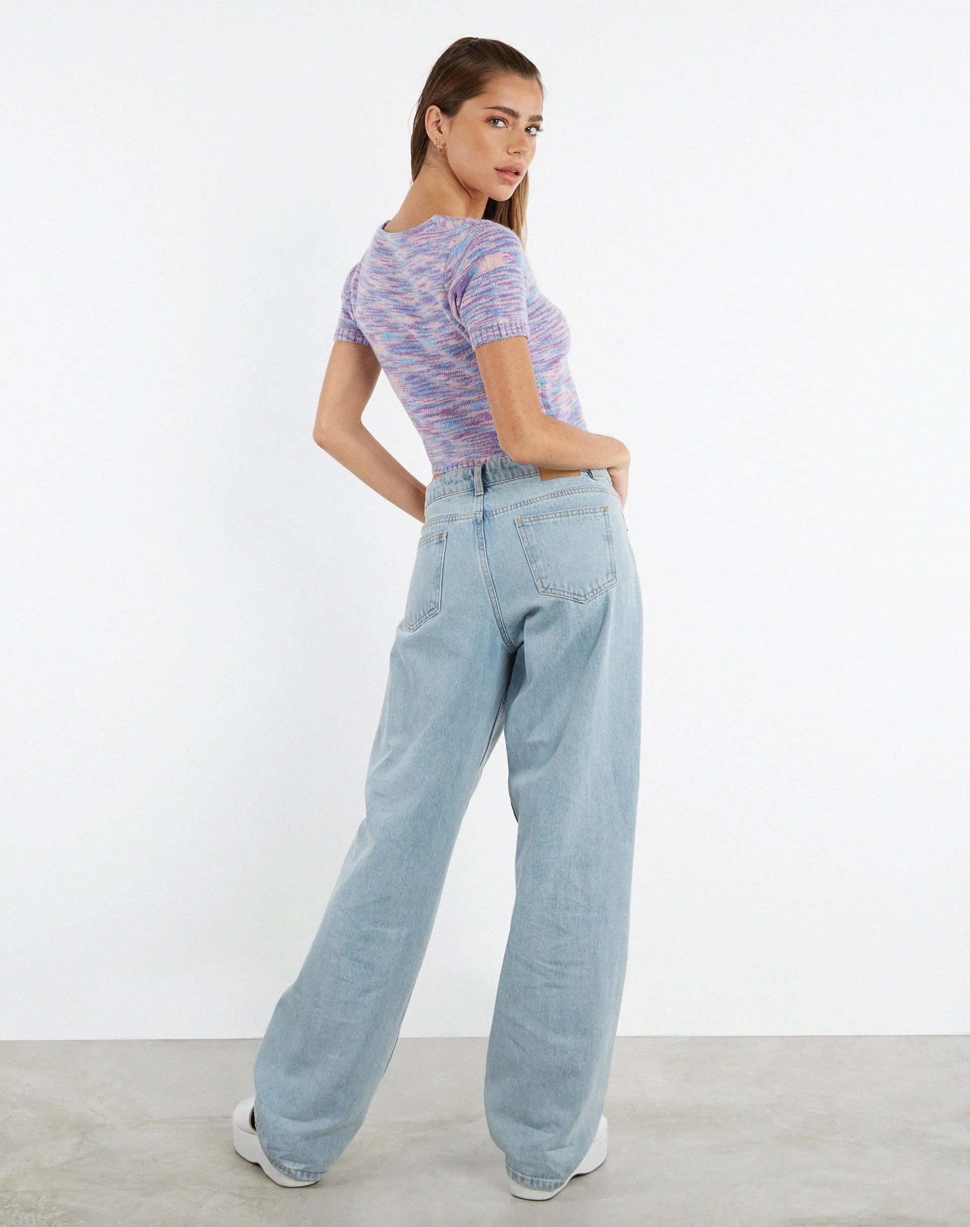 Kusha Crop Top in Mix Space Dye Knit Lilac