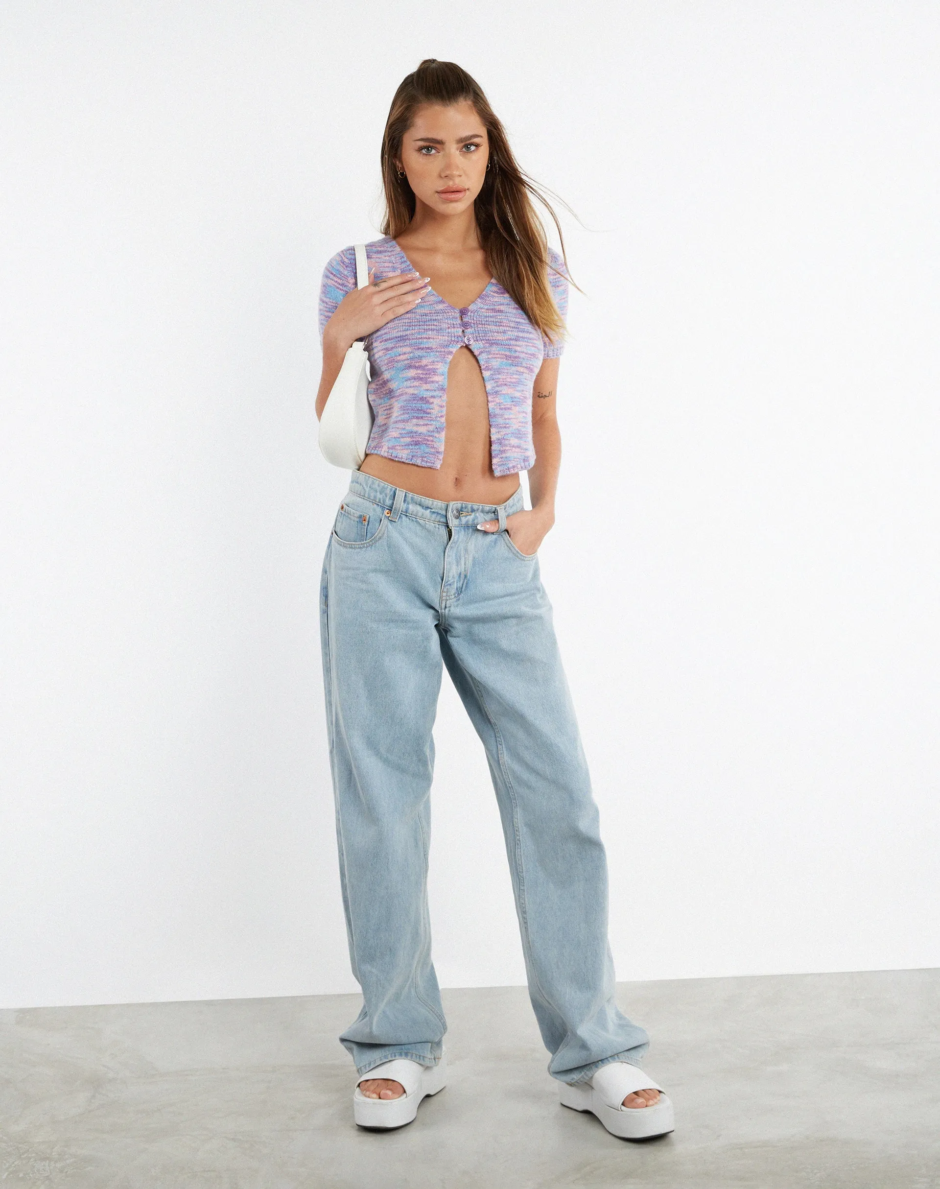 Kusha Crop Top in Mix Space Dye Knit Lilac