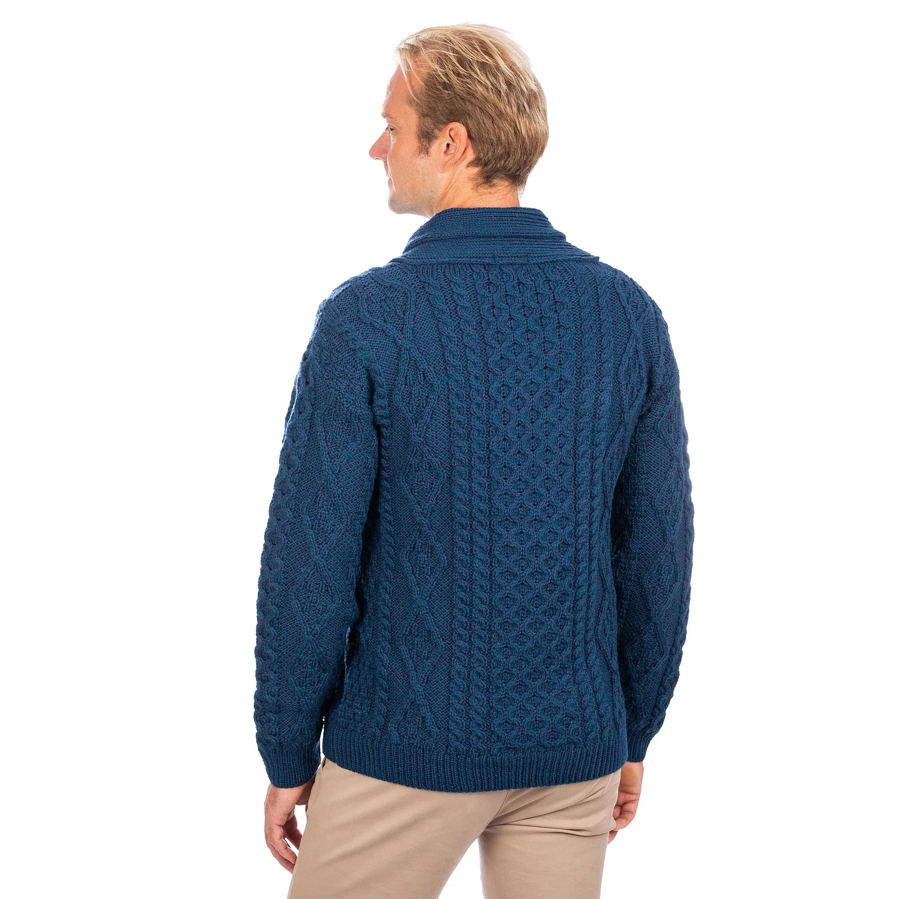 Men's Button Shawl Neck Fisherman Irish Sweater