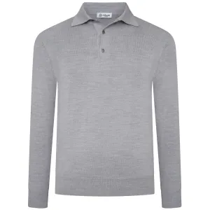 Merino Wool Knitted Polo - Light Grey