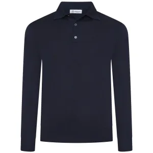 Merino Wool Knitted Polo - Navy