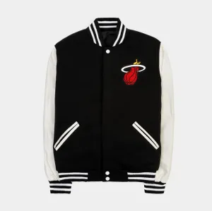 Miami Heat Reversible Letterman Mens Jacket (Black/White)