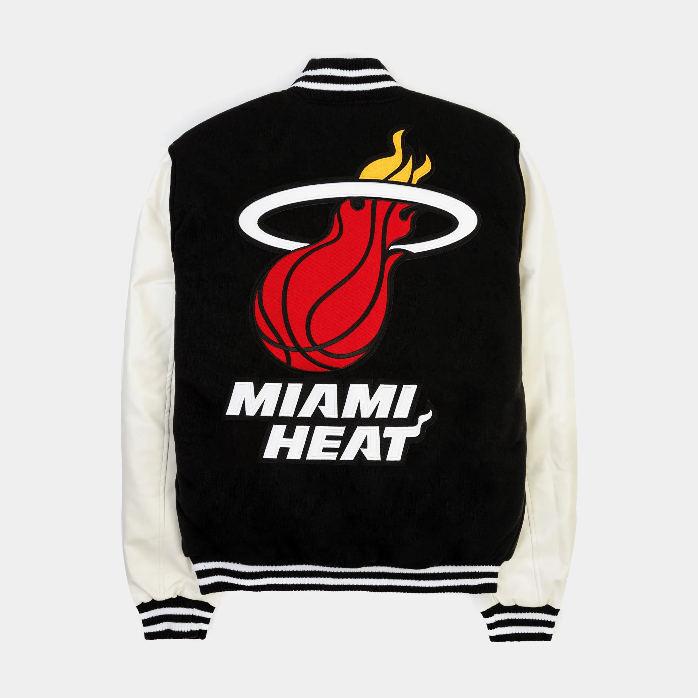 Miami Heat Reversible Letterman Mens Jacket (Black/White)