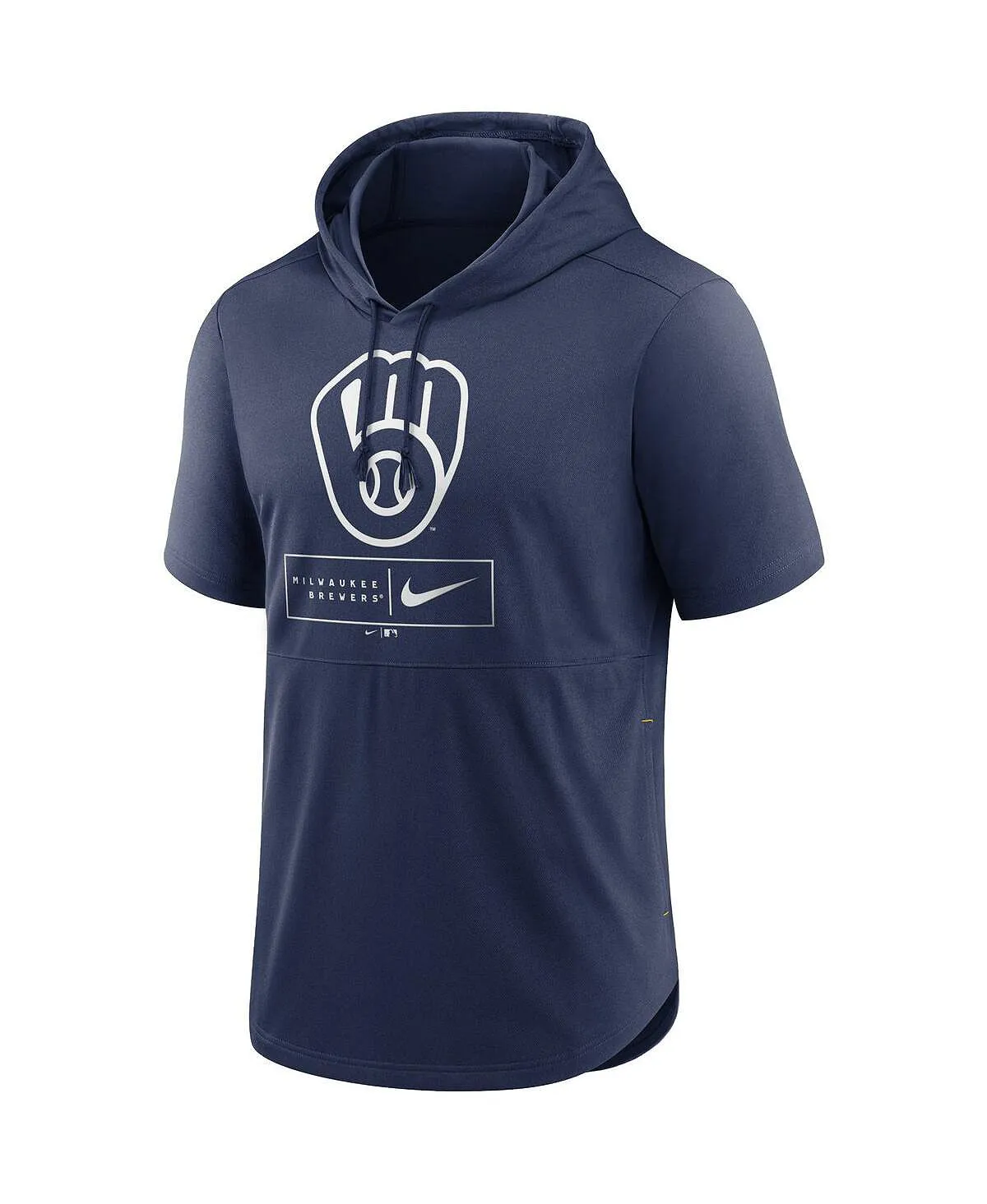 milwaukee brewers logo lockup performance Nike Men's Navy Short Sleeve Hoodie ,  blue