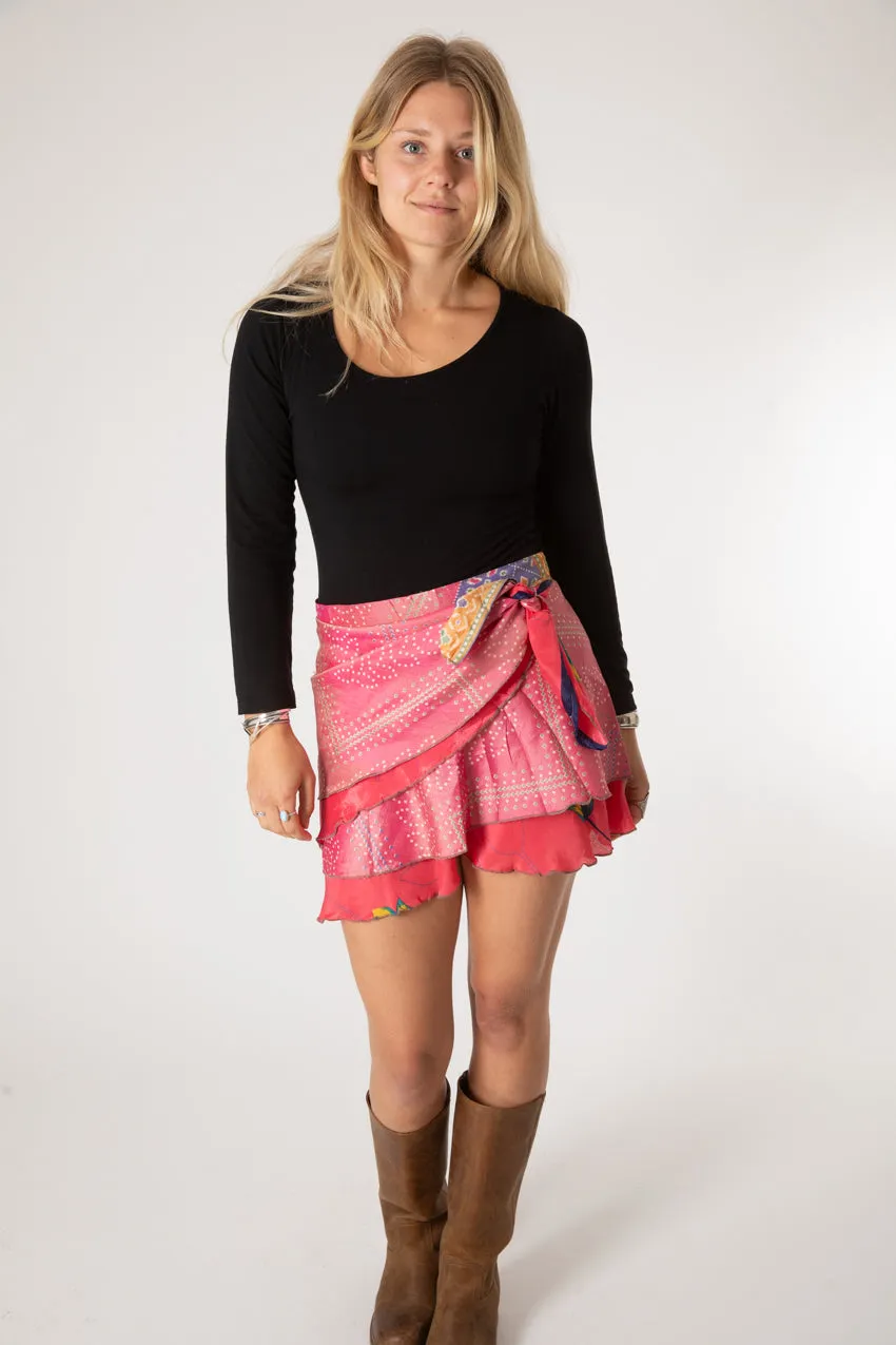 Mini Sari Silk Wrap Skirt