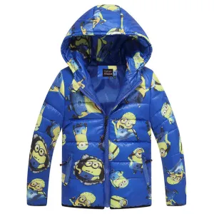 Minion Boy Coats Hooded High Quality Character Winter Boy Kids Jackets Coat Long Sleeve Wadded Children Clothing Outwear