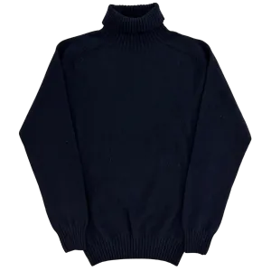 Navy Scottish Lambswool Turtleneck Sweater