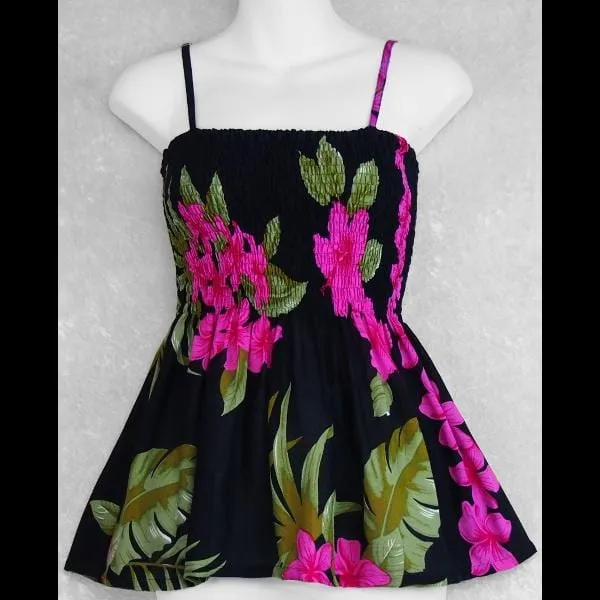 Orchid and Hibiscus Baby Doll Convertible Top/Skirt