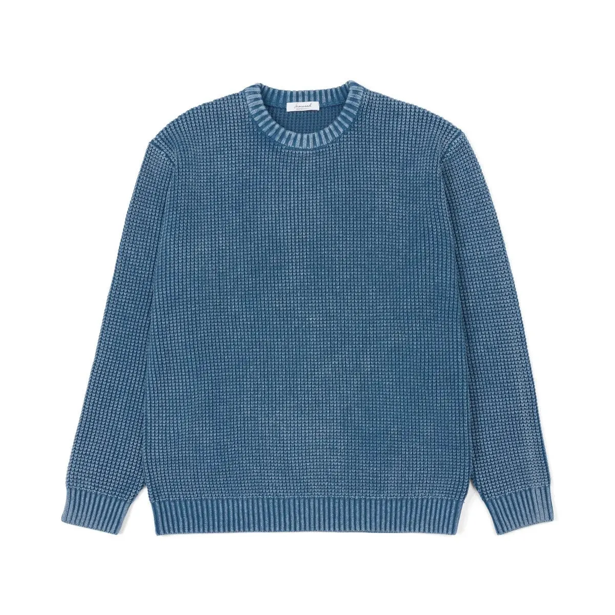 Oversize Washed Vintage Sweater Men Waffle Knitwear