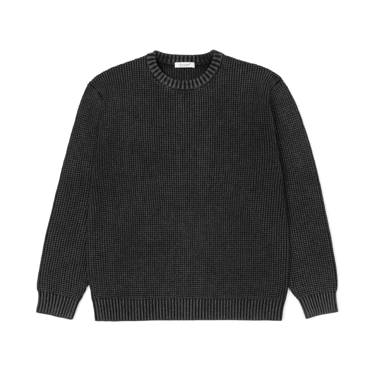 Oversize Washed Vintage Sweater Men Waffle Knitwear