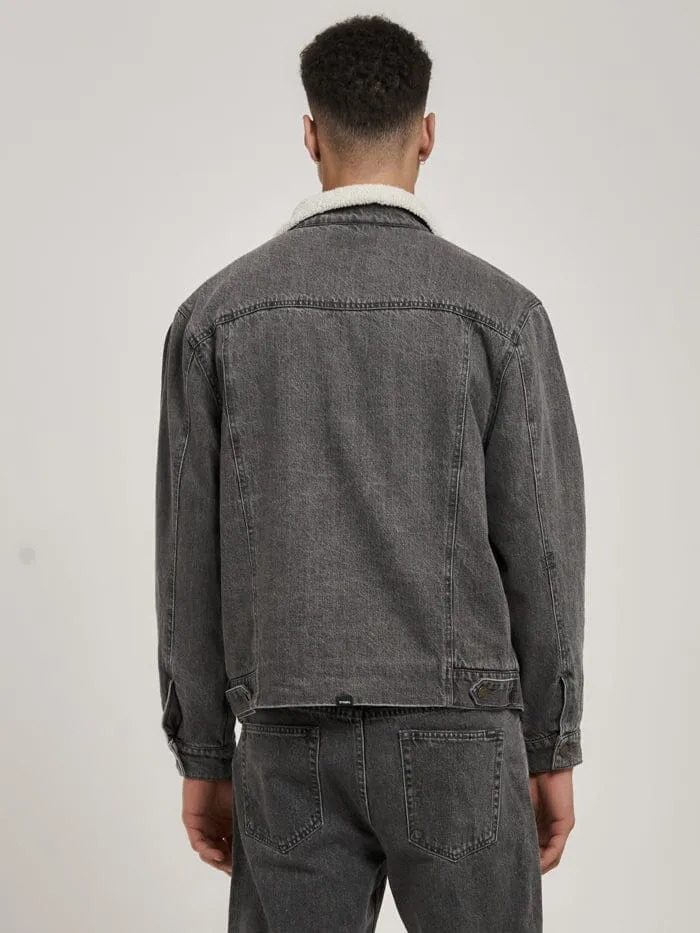 Oversized Sherpa Wanderer Denim Jacket - Asphalt Grey