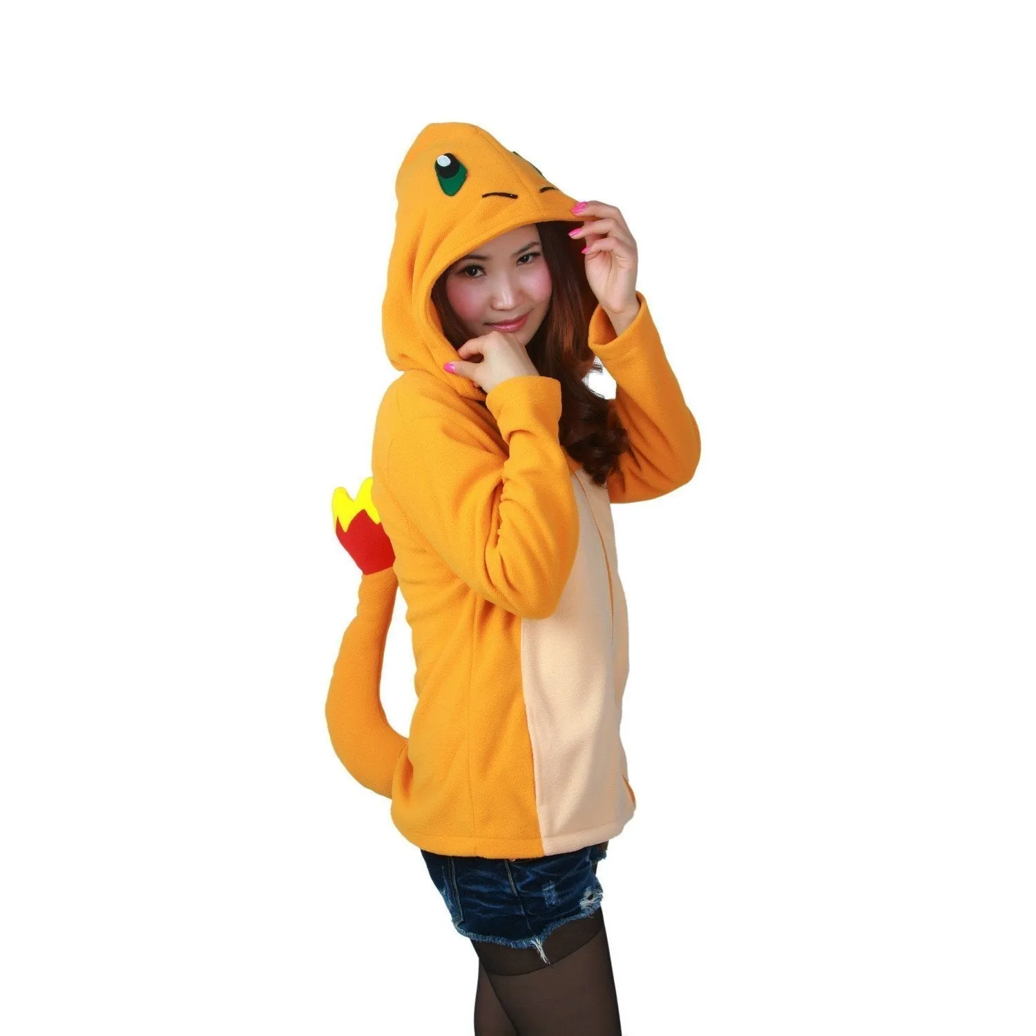 Pokemon Charmander Fire Dragon Long Sleeve Kigurumi Hoodie Coat Jacket