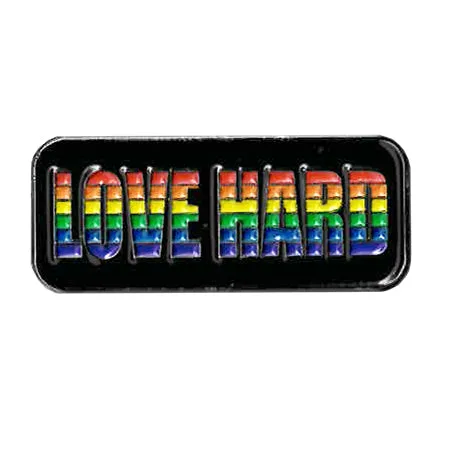 Rainbow "Love Hard" Enamel Pin