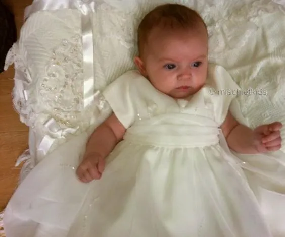 Sarah Louise Christening Gown with Glass Bead Accents