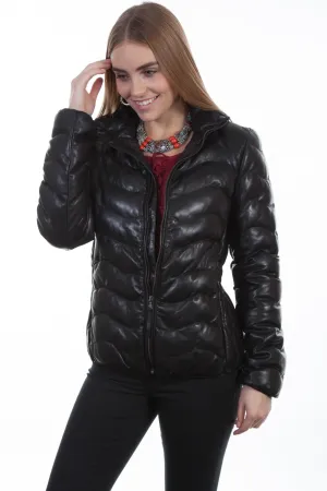 Scully Womens Black Leather Puffer Jacket