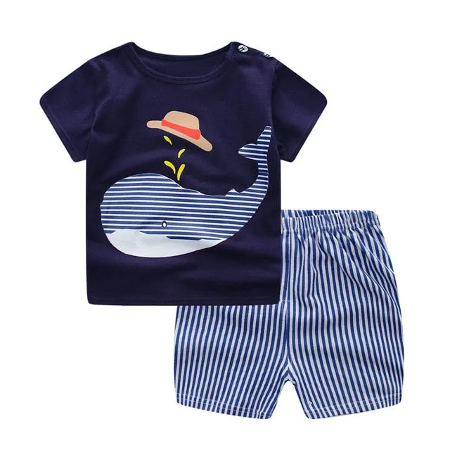 Striped Baby Boy Clothes Summer Newborn Baby Boy Clothes Set 2pcs Cotton Baby Girl Clothing Suit Shirt Pants Infant Clothes Set