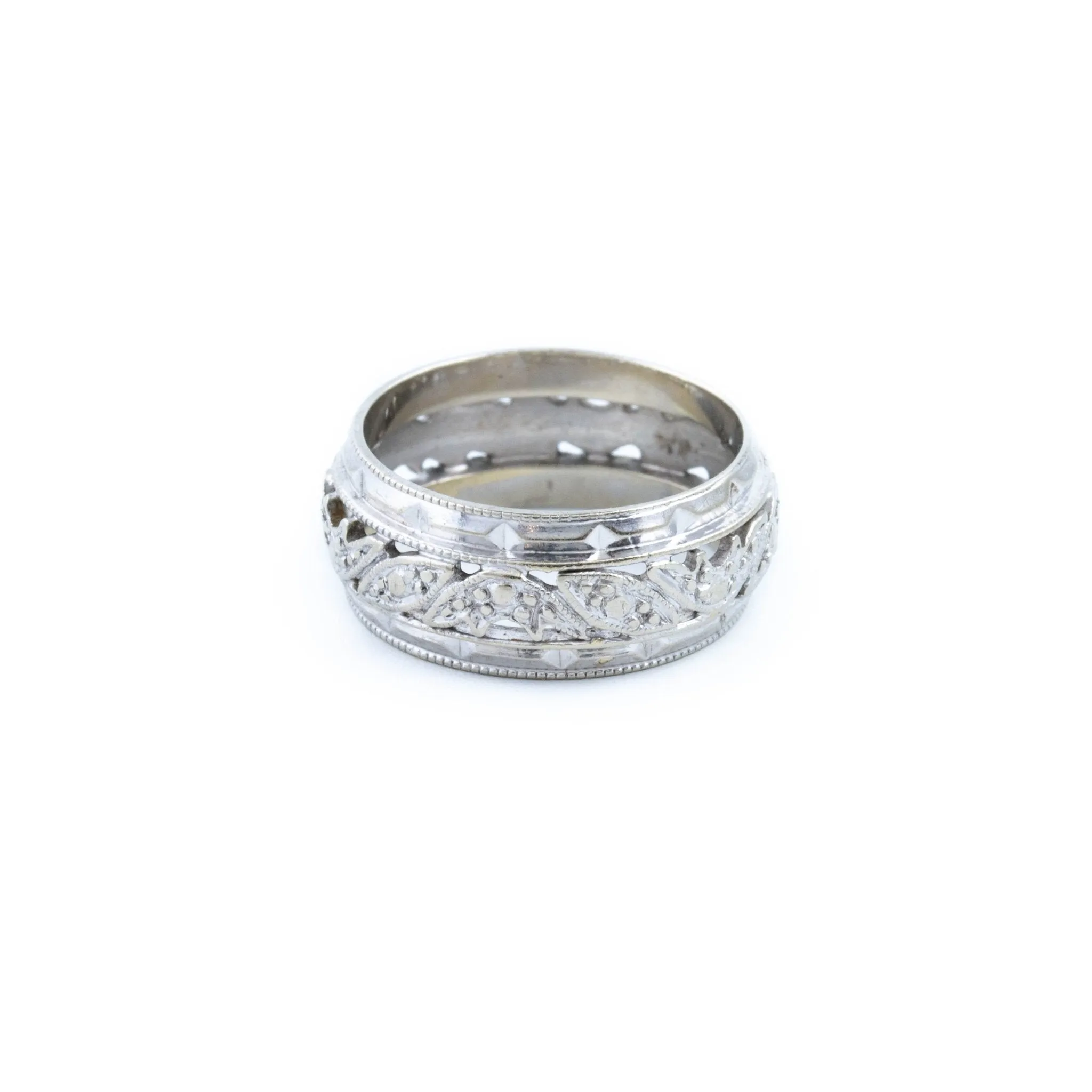 White Gold Filigree Band