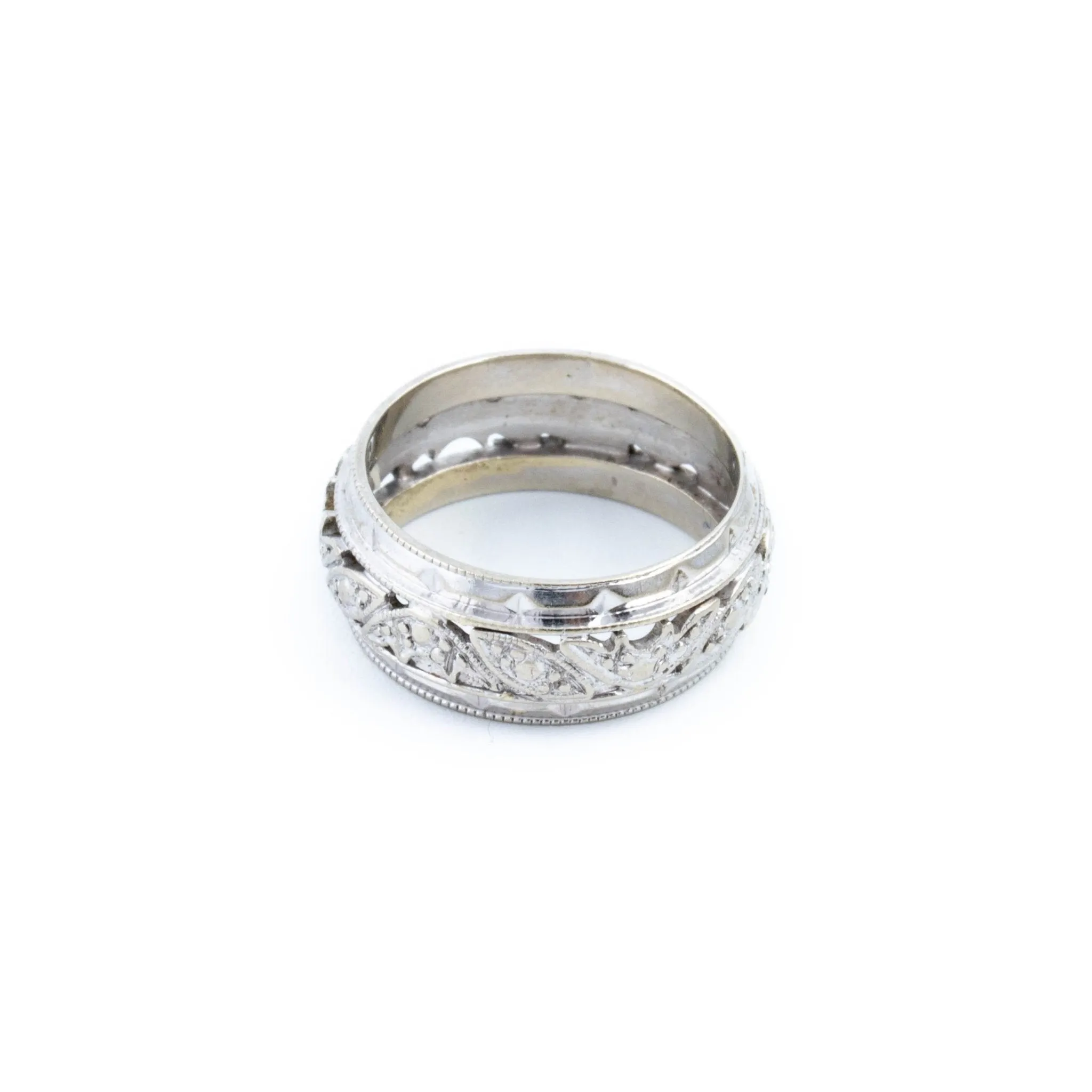 White Gold Filigree Band