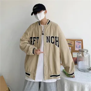 WIAOFELLAS  -  Printed Alphabet Baseball Uniform Men's Casual Sports Loose All-match Trend Retro Jacket Spring And Autumn Jacket Men's Clothes