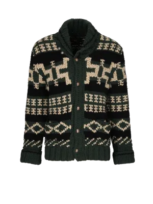 wool-blend shawl-collar cardigan